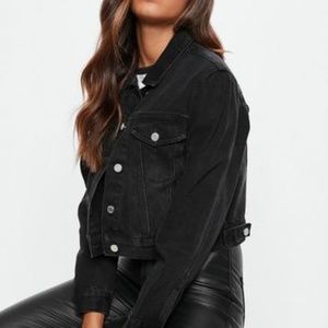 NWT Missguided 6 blk cropped boxy denim jacket